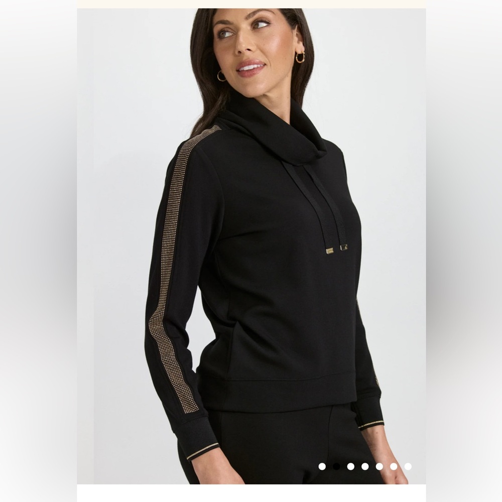 Laura Turtleneck Funnel Neck Sweater Sweatshirt Stone Detail Black